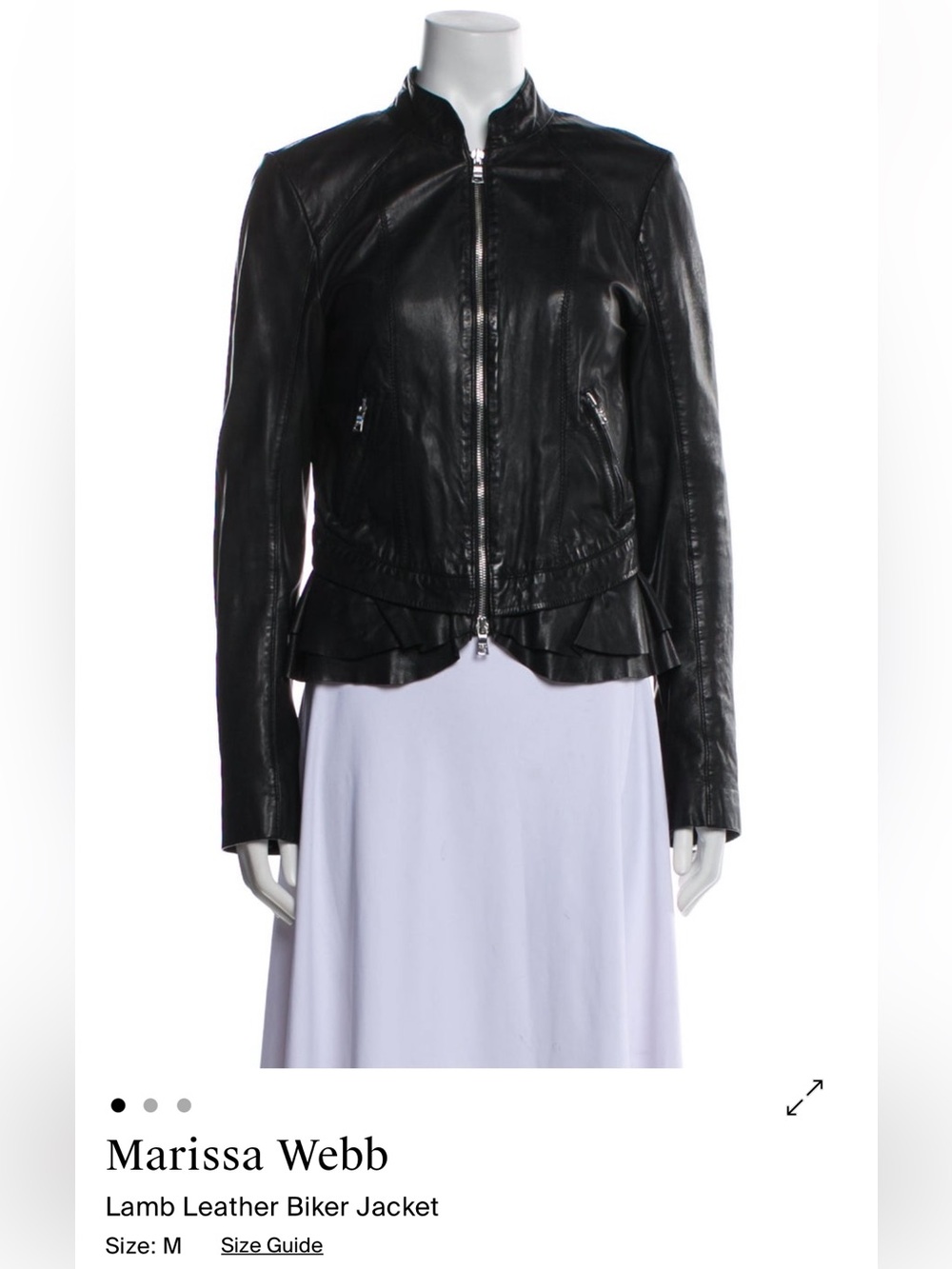 Marissa Webb Black Leather Peplum Zip-Front Jacket